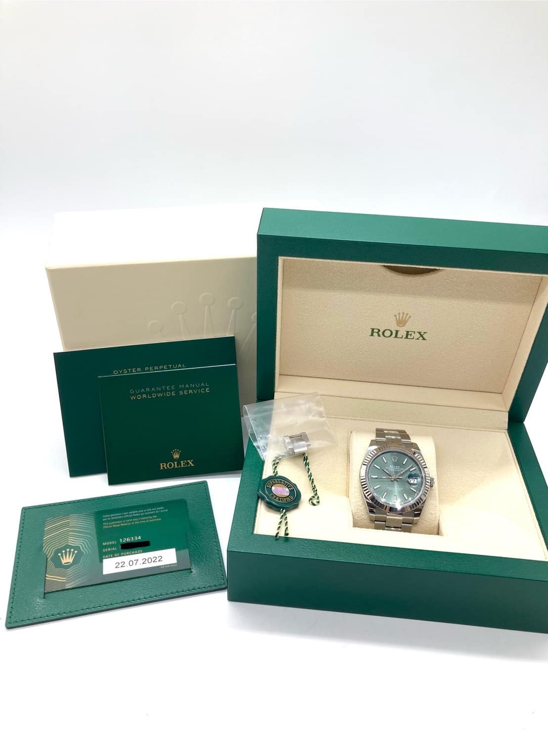ロレックス ROLEX デイトジャスト41 ミントグリーン文字盤 126334 中古美品 メンズ