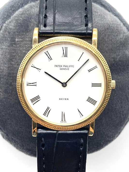 パテックフィリップ PATEK PHILLIP カラトラバ Beyer ダブルネーム 白文字盤 中古良品 OH履歴あり メンズ レディース
