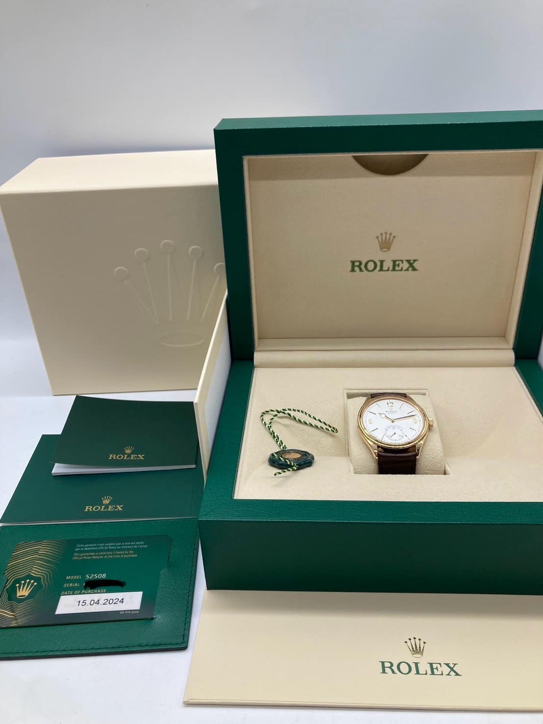 ロレックス ROLEX 1908 白文字盤 52508 ほぼ未使用品 メンズ レディースRef. No52508