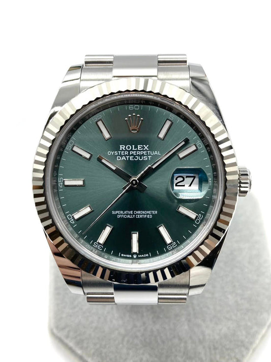 ロレックス ROLEX デイトジャスト41 ミントグリーン文字盤 126334 中古美品 メンズ